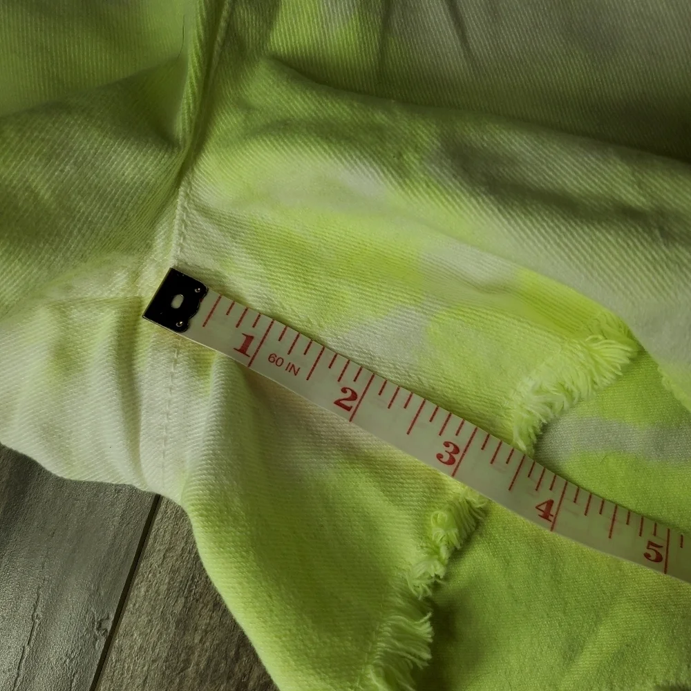 Justice Yellow and White Tie-Dye Elasticized Waistband Denim Shorts Size 12 NWOT